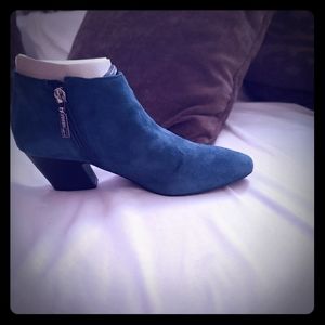 Ivanka Trump blue suede Ramada booties